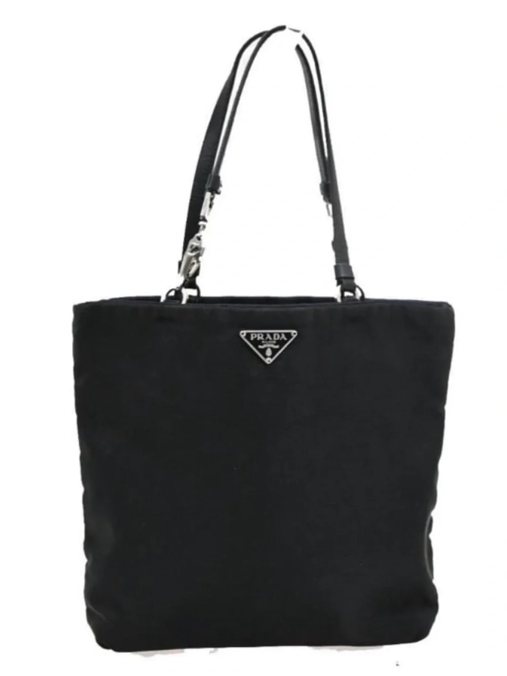 PRADA⭐️Vintage Black Nylon Tote with Leather Handles with silver! Offers welcome